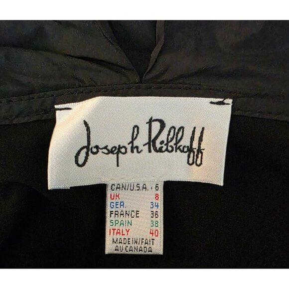 Joseph Ribkoff Black Folded Collar Solid Ruched Shirt Blouse Top 6 - Picture 4 of 5